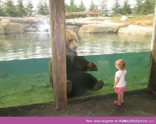 "hey bear!" .... "hey snack"