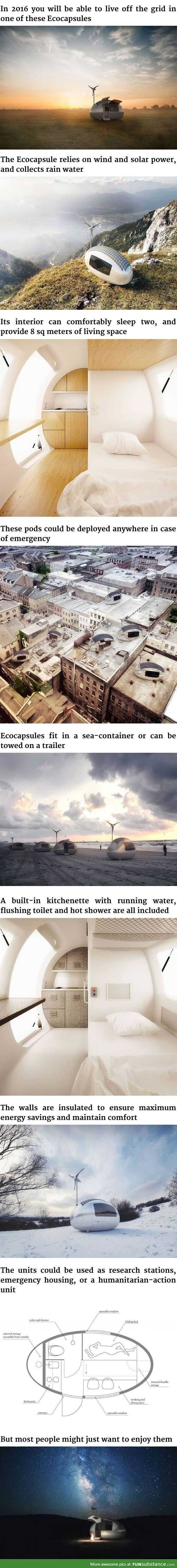 Ecocapsules:mini wind/solar powered home lets you live off the grid anywhere in the world