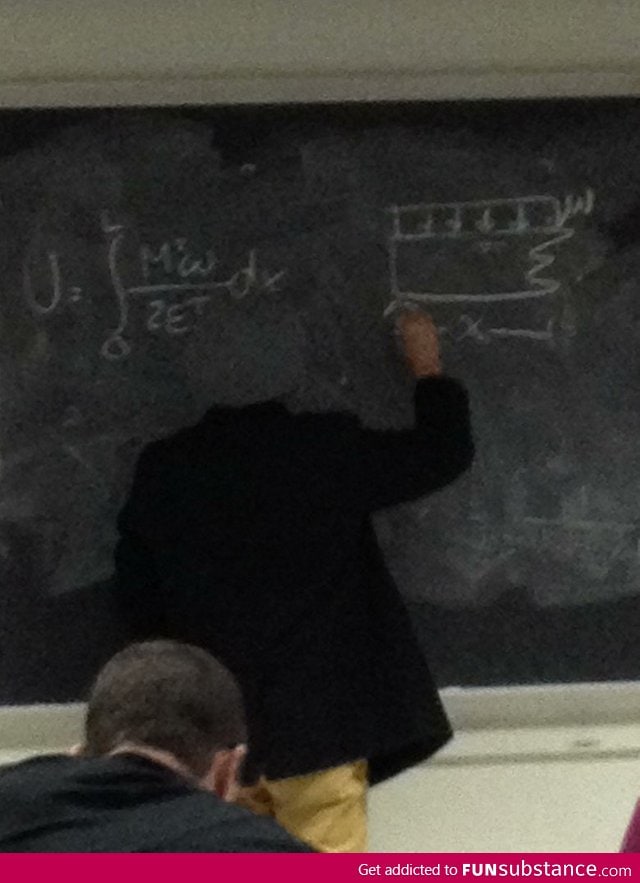 my teachers hat blends in with the board