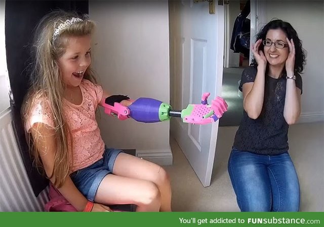3D printed Prosthetic Arm designed and hand-delivered by Stephen Davies, to an 8 Year old