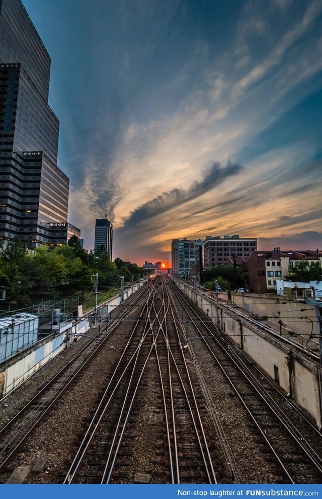 Sunset and train tracks