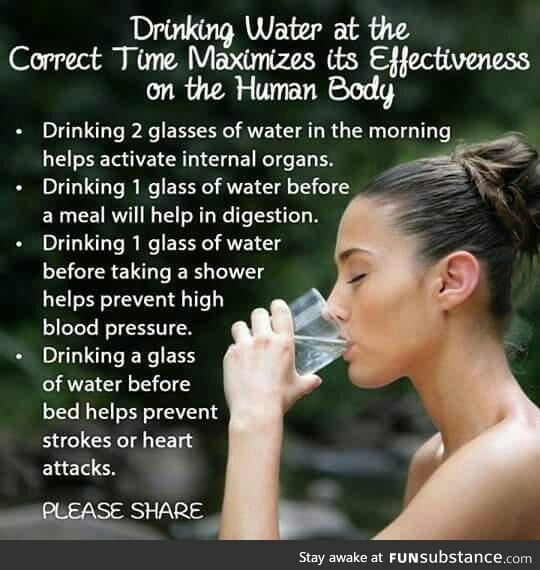 Drinking water a t the correct time improves it's effectiveness