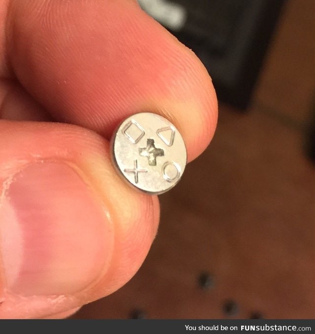 "Installed a new hard drive on my Playstation 4. This is one of the screws"