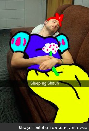 poor kid fell asleep with an art major roomate