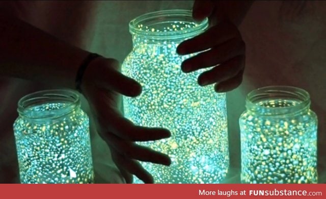 Break open a glow stick and pour some glitter in a jar and shake!
