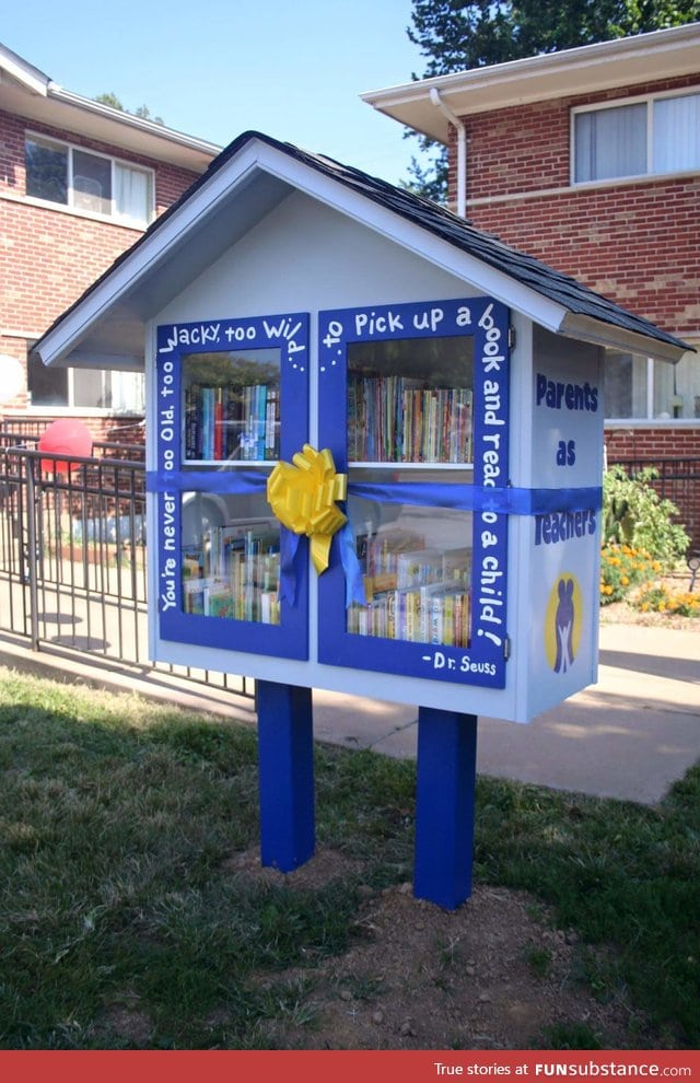 A little free library my mom helped set up! I'm a proud son