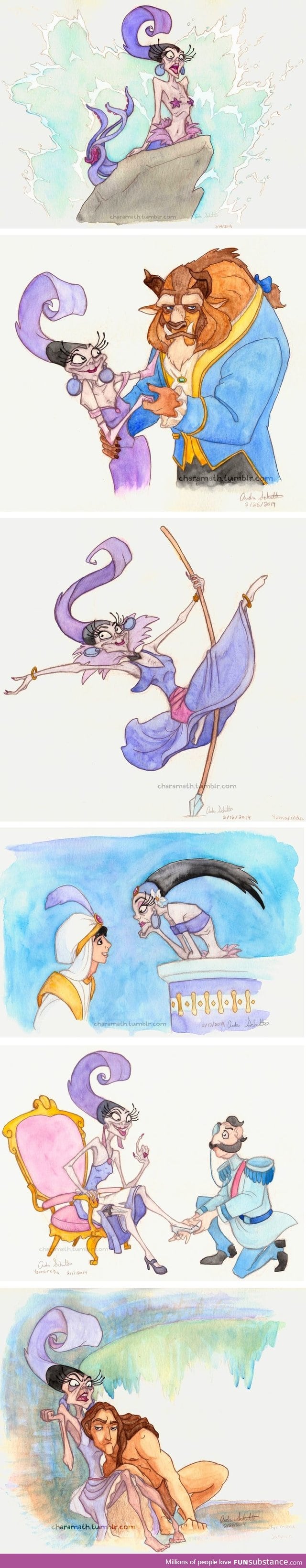 Yzma as Disney Princesses