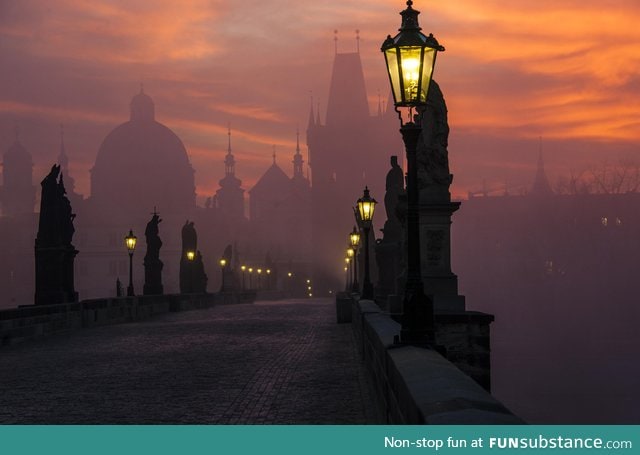 Beautiful photo of Prague at dusk