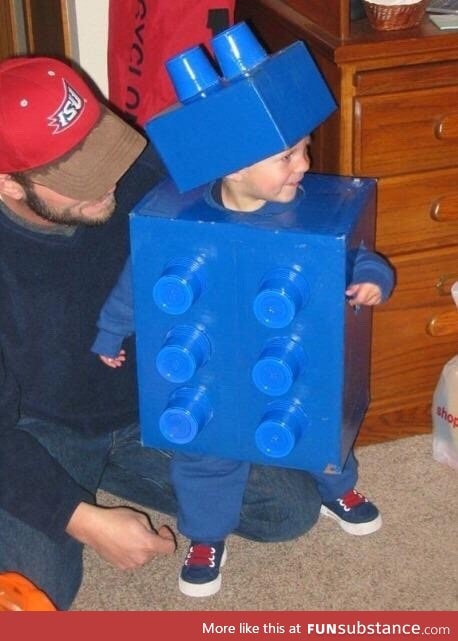 A couple of boxes, some Solo cups, and some blue paint... A lego costume
