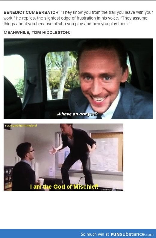 I love it when I see actors do what Hiddleston is doing here