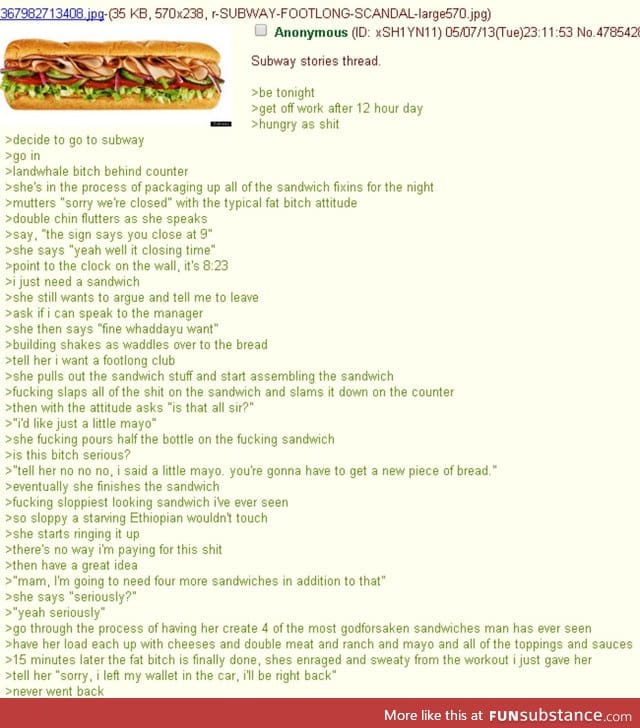 Anon goes to Subway