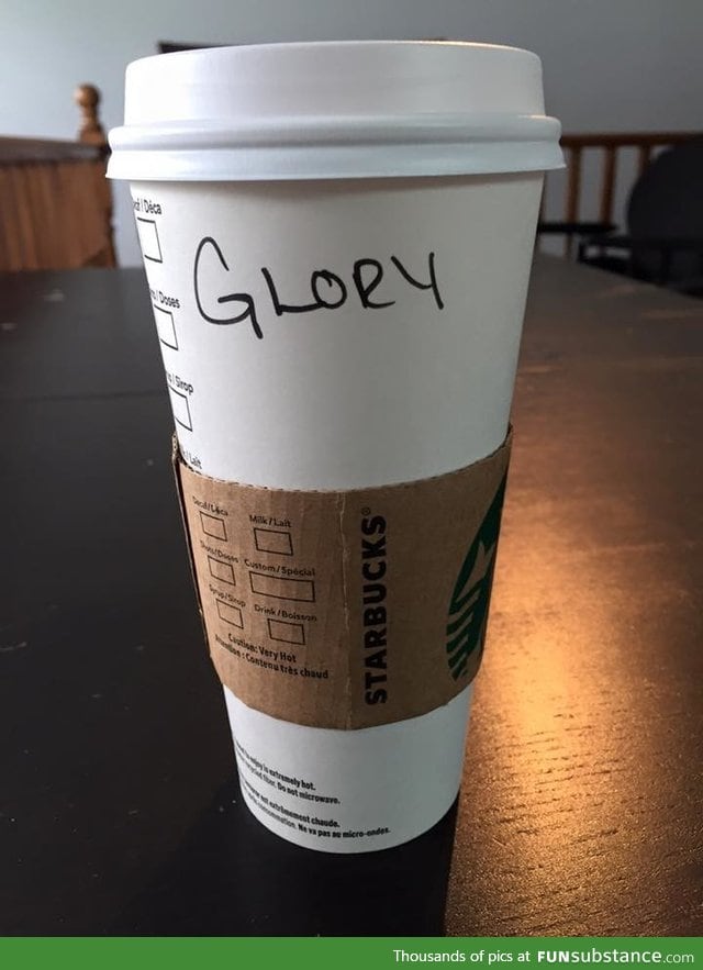 My friend Laurie has a cold. This is her Starbucks cup