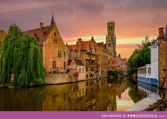 Sunset in Bruges, Belgium