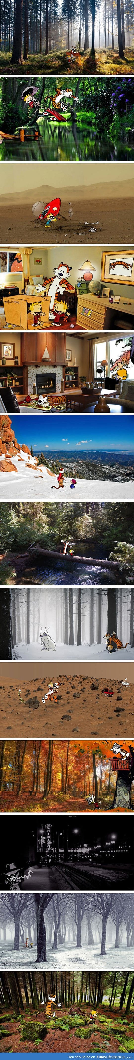 Calvin and Hobbes in real locations
