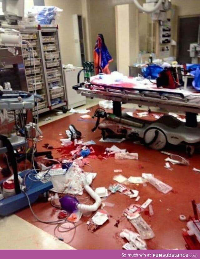 "I work in a hospital. This is the aftermath of a trauma. He lived"