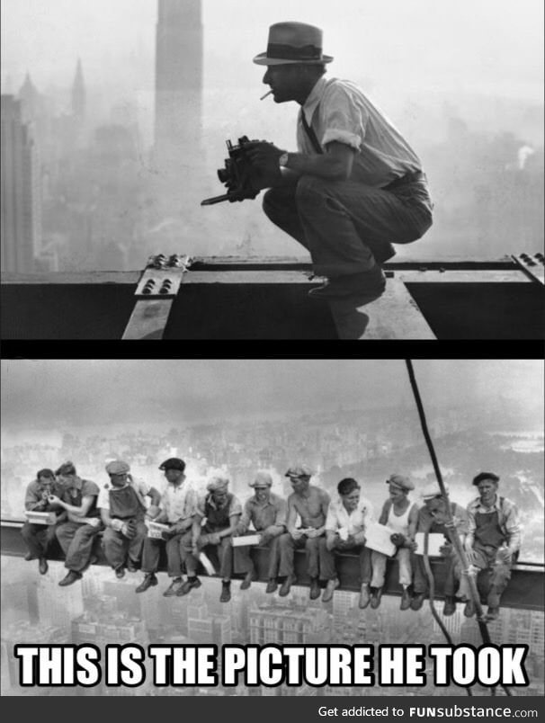 Charles Ebbets taking a photo on 69th floor in 1932, in New York