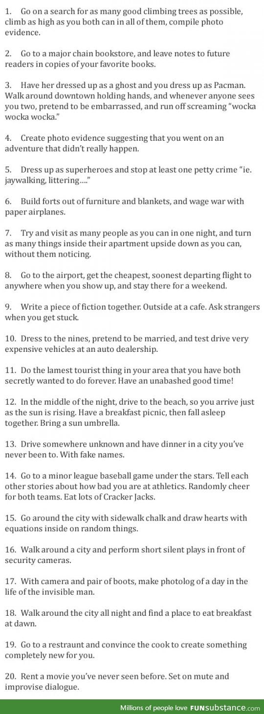 Cute date ideas to never actually get around to doing