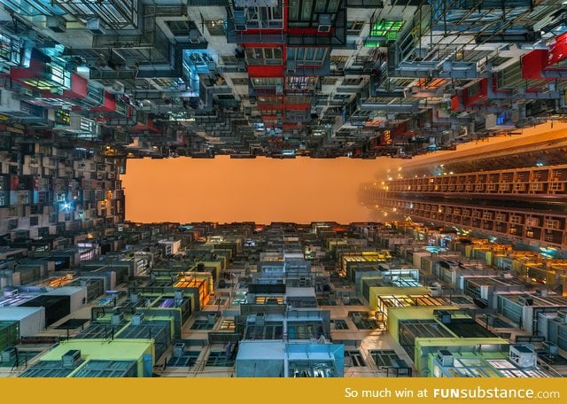 The orange sky of Hong Kong above