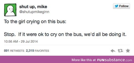 Crying on the bus