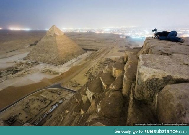 This picture is taken from pyramid in Egypt, it's very illegal so you may not see it