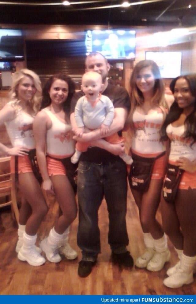 My son's first time at hooters