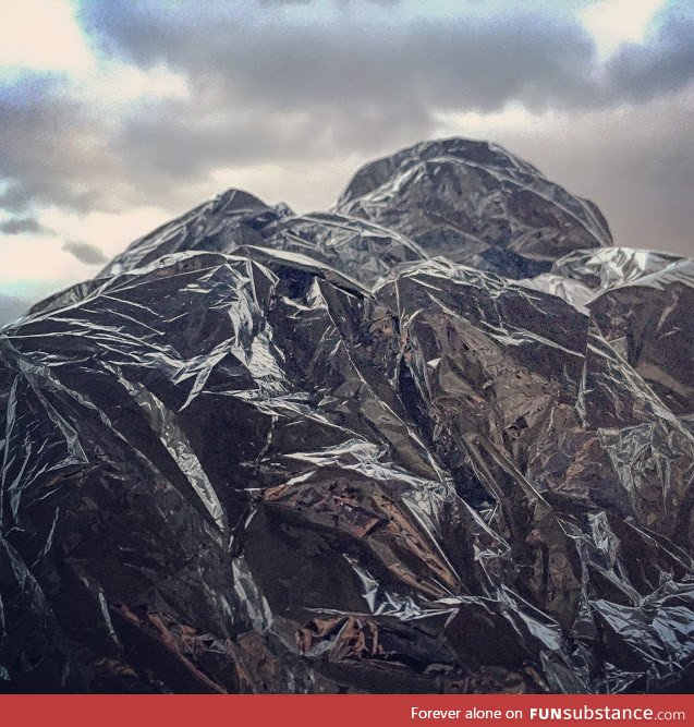 If you scrunch up a mylar space blanket, you can make mountains in your kitchen