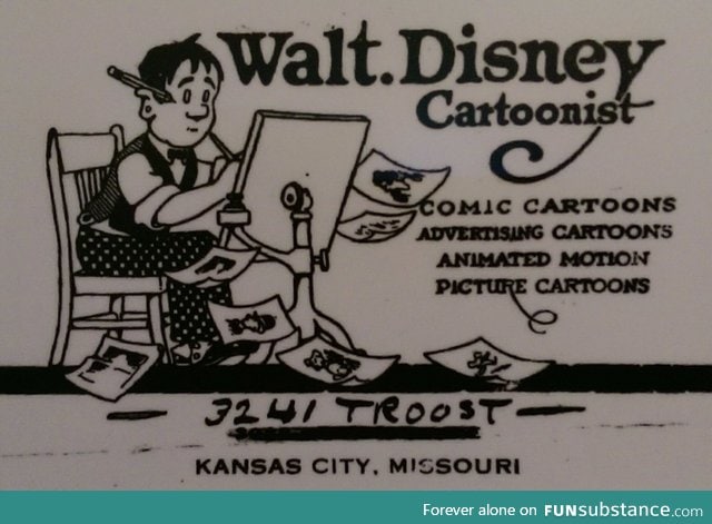 Walt Disney's business card in 1921
