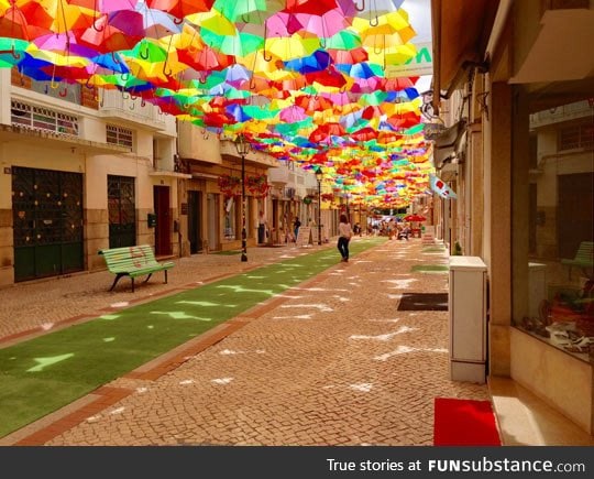 Umbrella decorated street