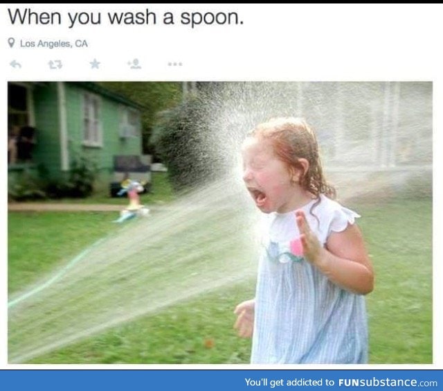 Washing a spoon