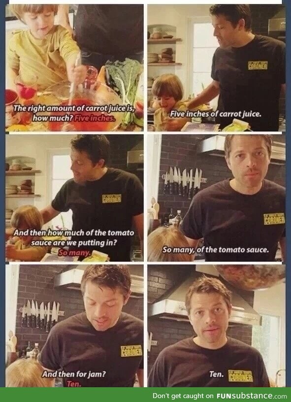 Misha Collins cooking with his son West