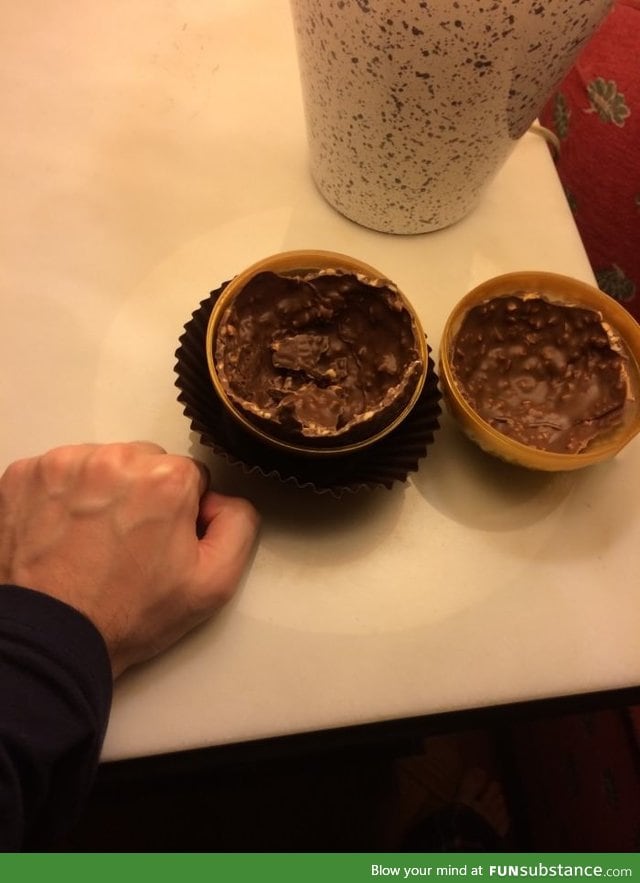Opened the hand sized Ferrero Rocher and it really was hollow