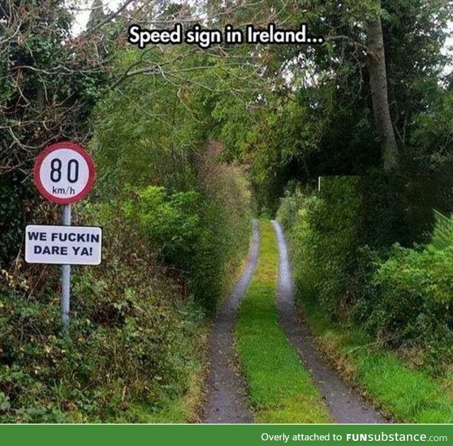 Irish speed sign