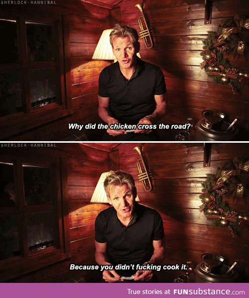 Gordon Ramsay reads a Christmas cracker joke