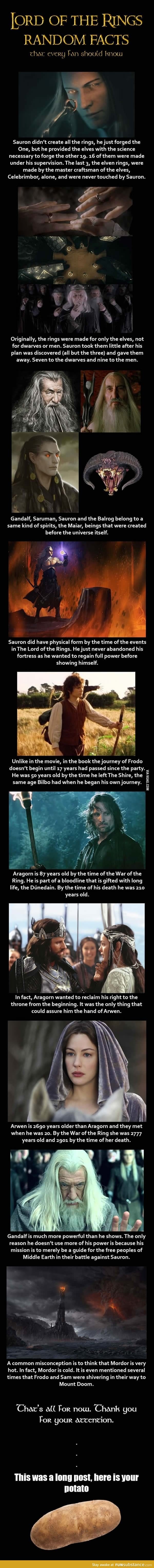 Lord of the Rings Random Facts