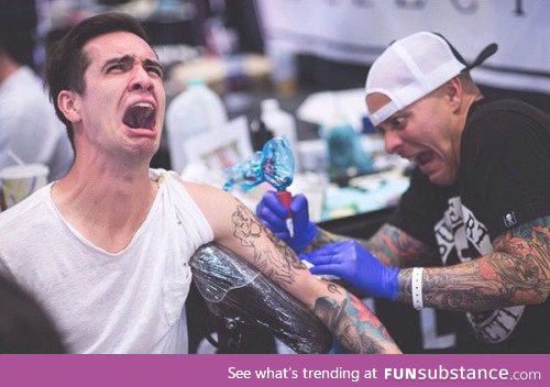 Brendon getting another tattoo