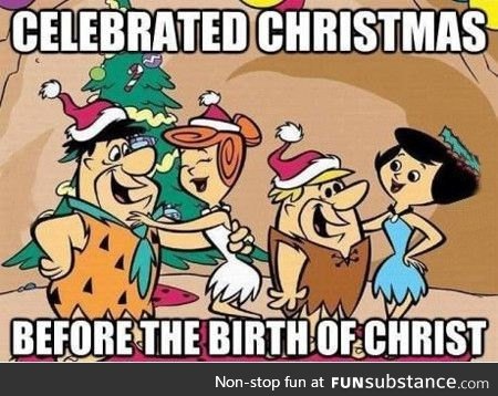 Flintstones celebrating Christmas