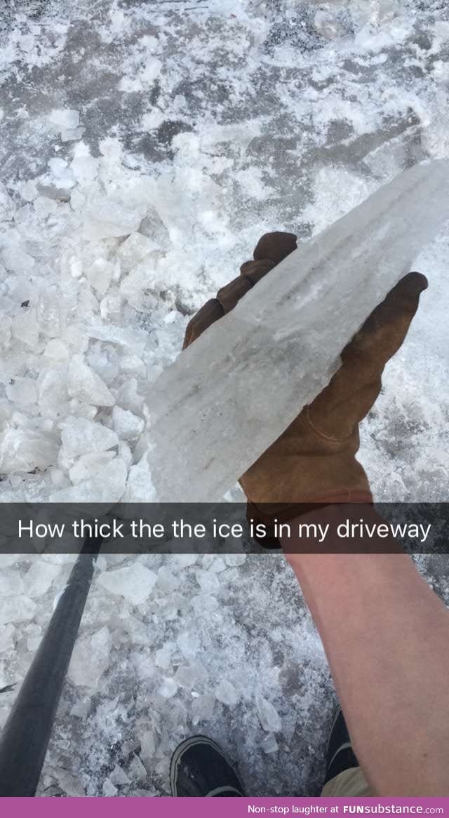 Using a 5 foot pole with an inch diameter, how much psi to crack 4 inches of ice?