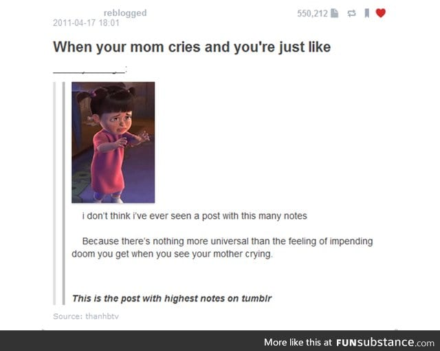 M..mom? Please don't cry... Oh here comes  the feels