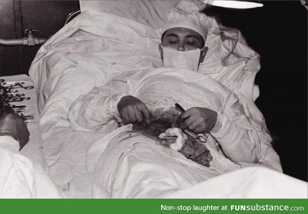 Dr. Leonid Rogozov operating himself to remove his Appendix in Antarctica (1961)