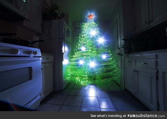 When you don't have a Christmas Tree, draw one with light
