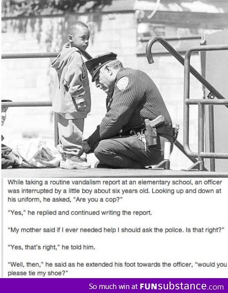 Little boy asks cop for help