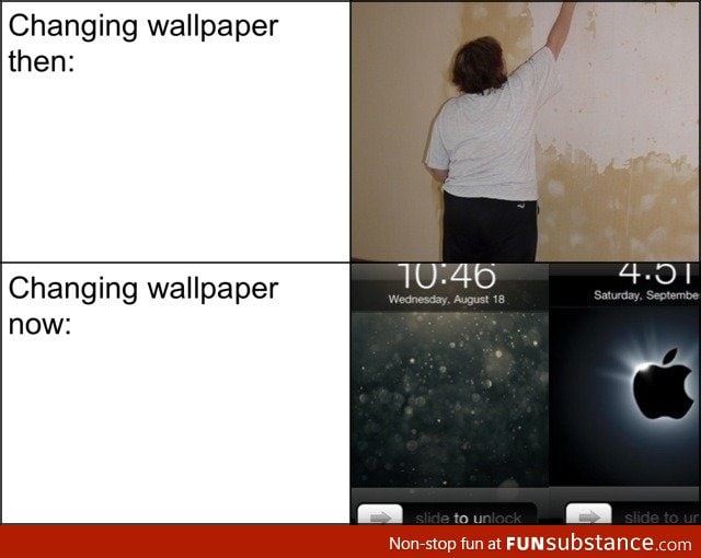 Changing wallpaper then and now