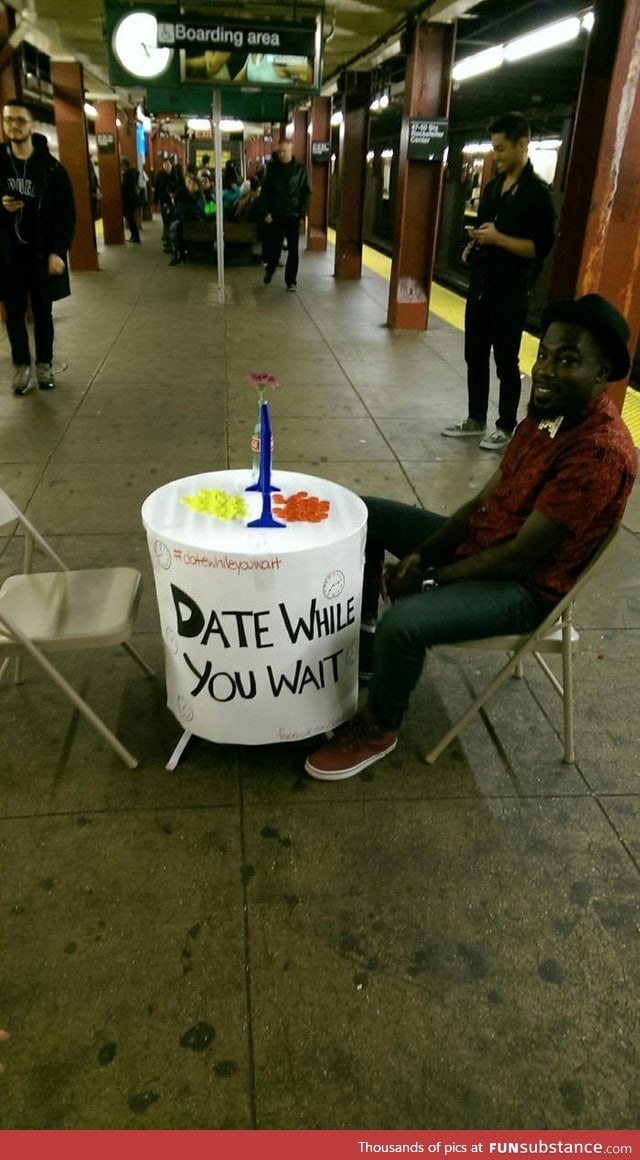 #datewhileyouwait. A guy on the New York subway