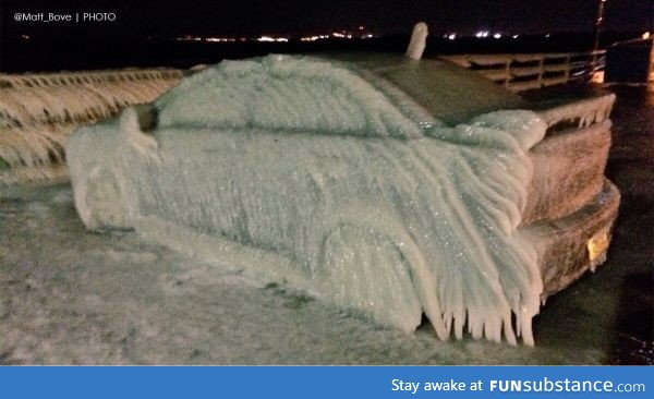 He parked his car next to Lake Erie