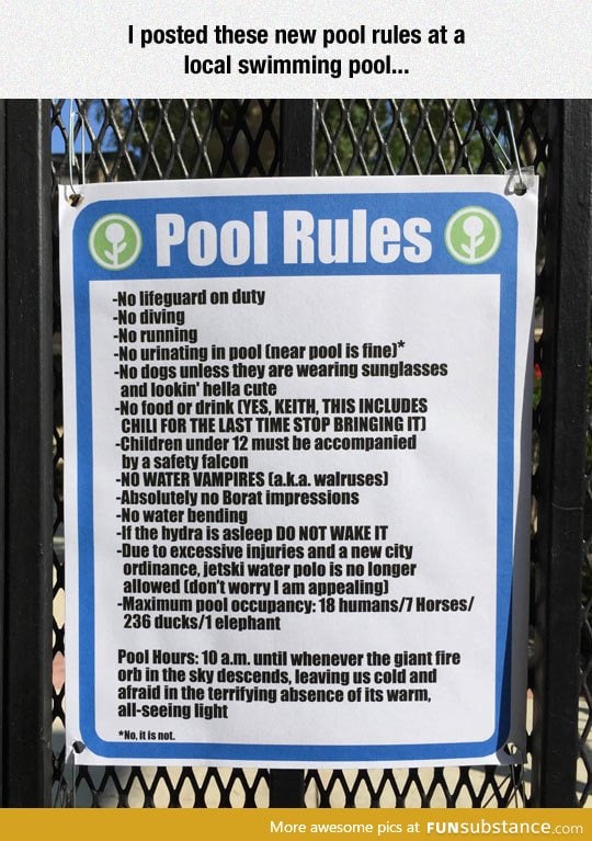 New pool rules