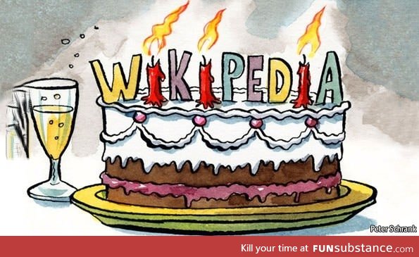 It's Wiki's 15th birthday. The reason most of us finished school