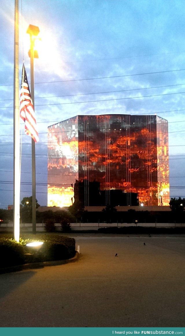 Sunset reflected on building