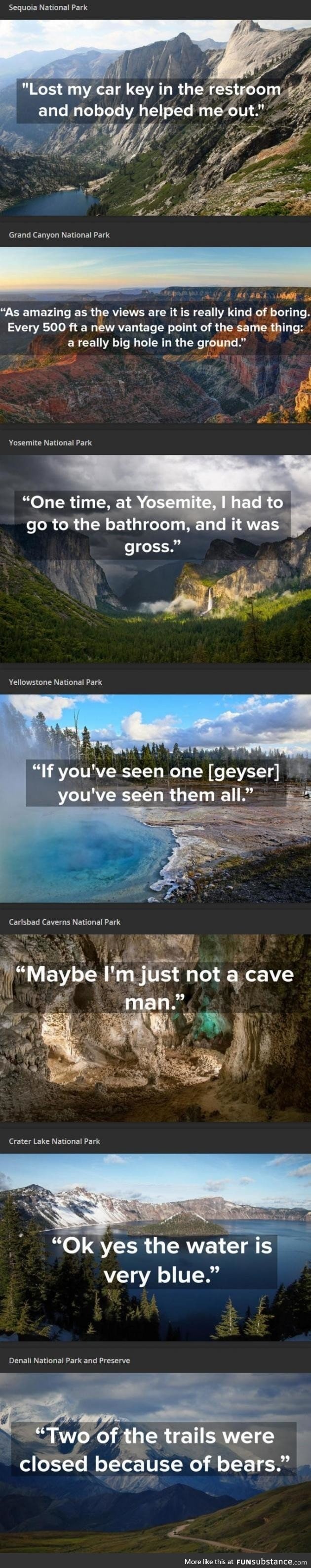 One star Yelp reviews of national parks