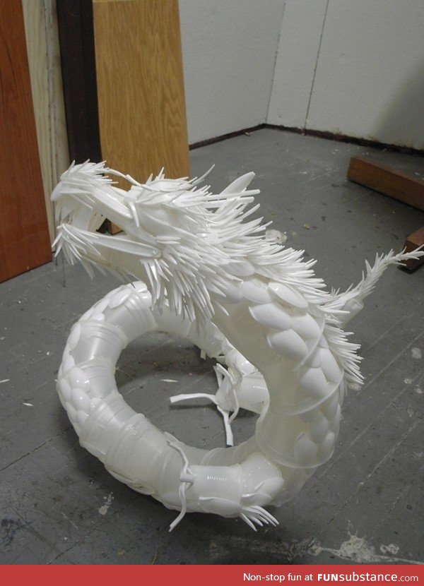 Made entirely of plastic cutlery