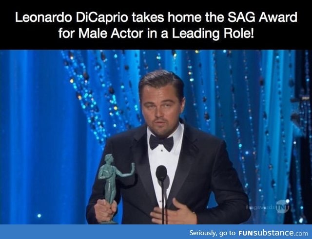 This is his first. Pretty much confirms the Oscar for him